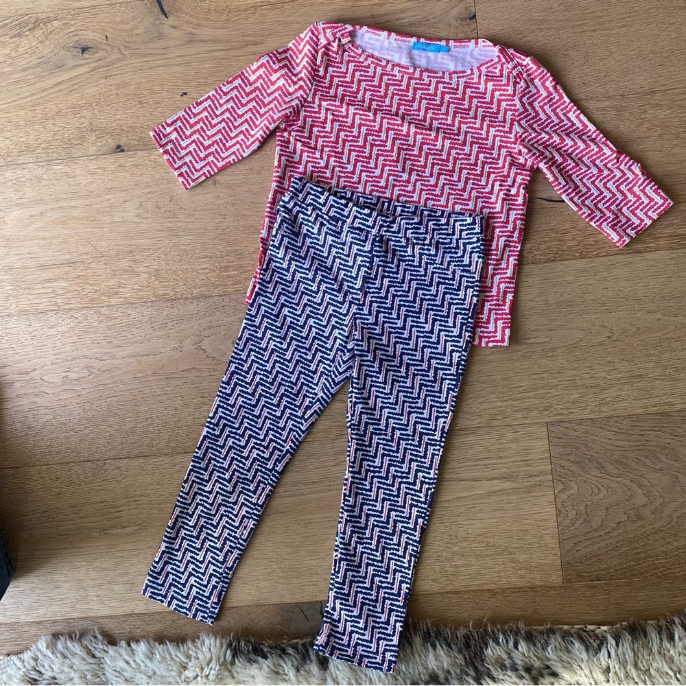 J. McLaughlin Kids Zigzag matching Set outfit  - Red and Blue sz 4